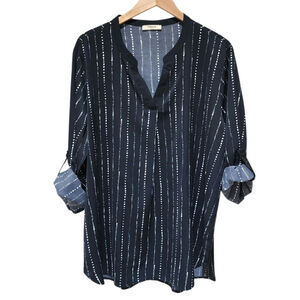 V-neck Blouse Roll Tab